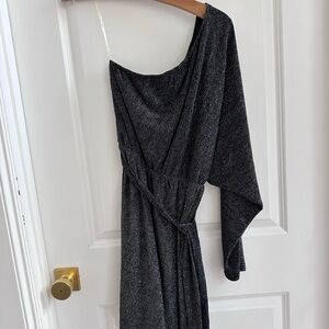 Entro Charcoal One-Shoulder Dress